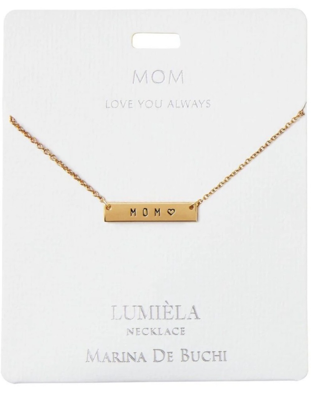 Lumièla Gold 'MOM' Bar Necklace Mother’s Day gift